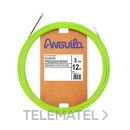 Trenza monofilamento poliéster ANGUILA diámetro 3mm 12m con nuevos terminales diámetro 5mm fijos con lazo, color verde flúor con referencia 73300012 de la marca ANGUILA.