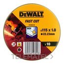 Disco corte plano alto rendimiento diámetro 115x1mm con referencia DT3506-QZ de la marca DEWALT.