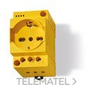 Toma de corriente para armarios eléctricos, Schuko + Bipaso Italiana, 16A, 230V AC, color amarillo, con led indicador de tensión. con referencia 7U0082300012 de la marca FINDER.